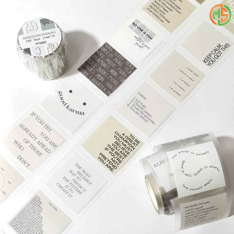 Wholesale Custom Printed Text Design Transparent Washi Tape